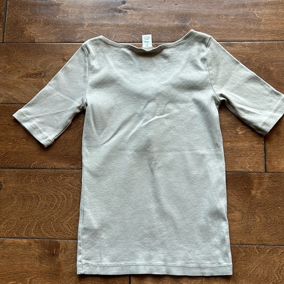 H&M Ribbed Henley Short Sleeve Tan Top - Picture 5 of 5